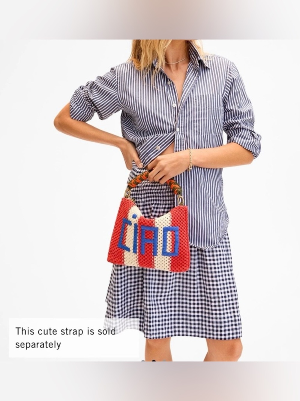 Clare V Ciao Crochet Clutch Cream Poppy Stripe NWT Sold Out - Picture 2 of 10